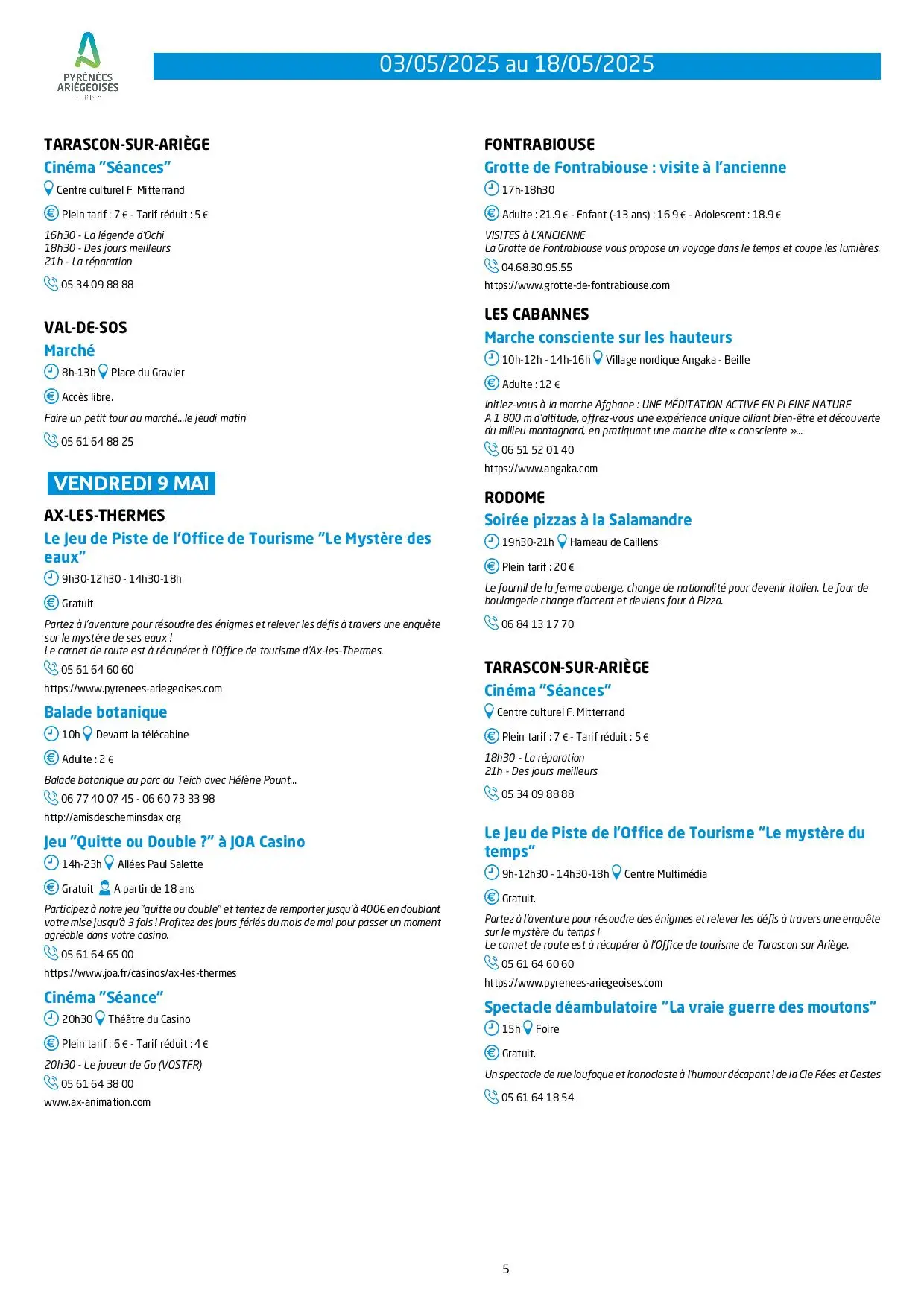 Programme du 03 au 18.05.2025