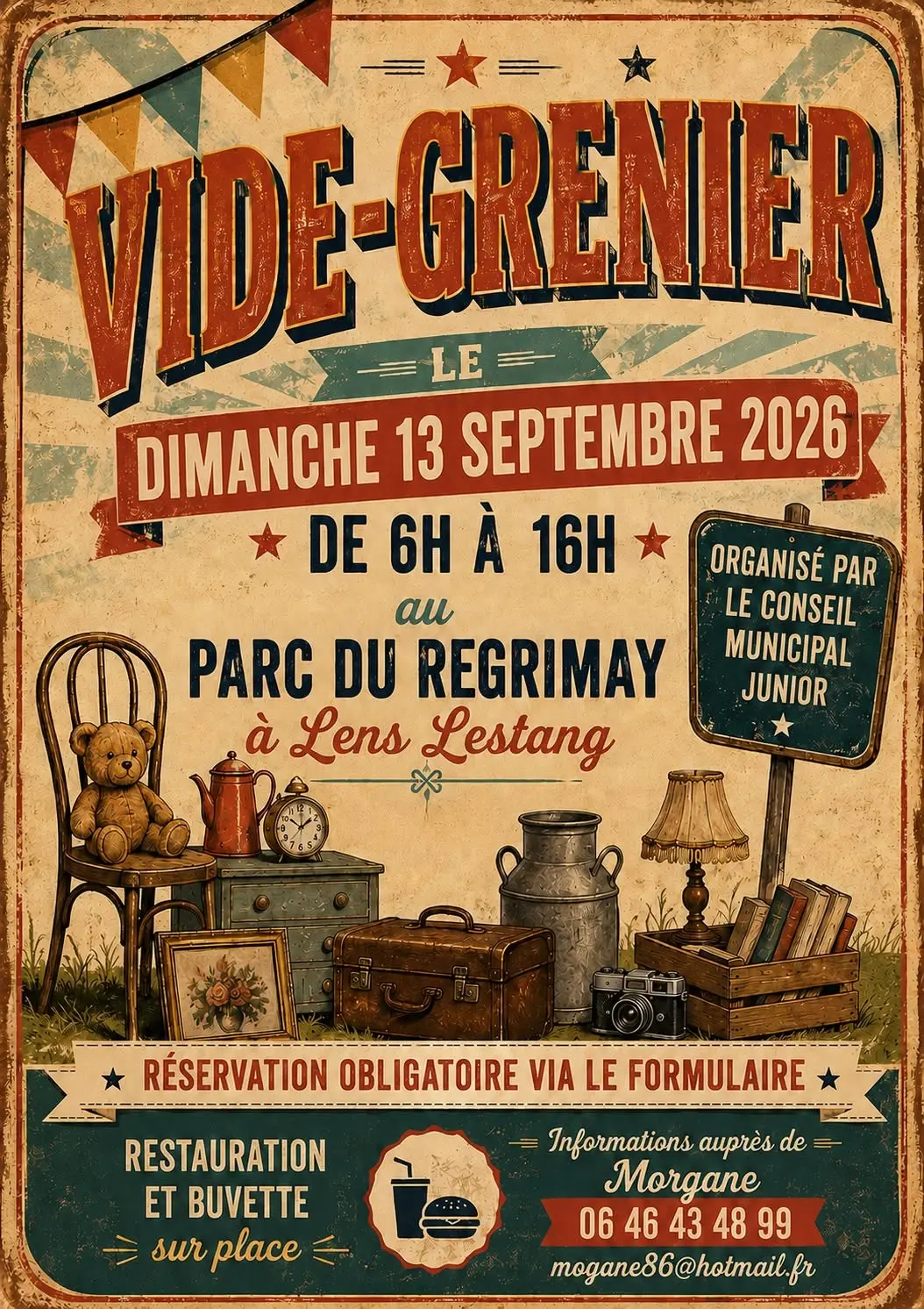 affiche expliquant le vide grenier