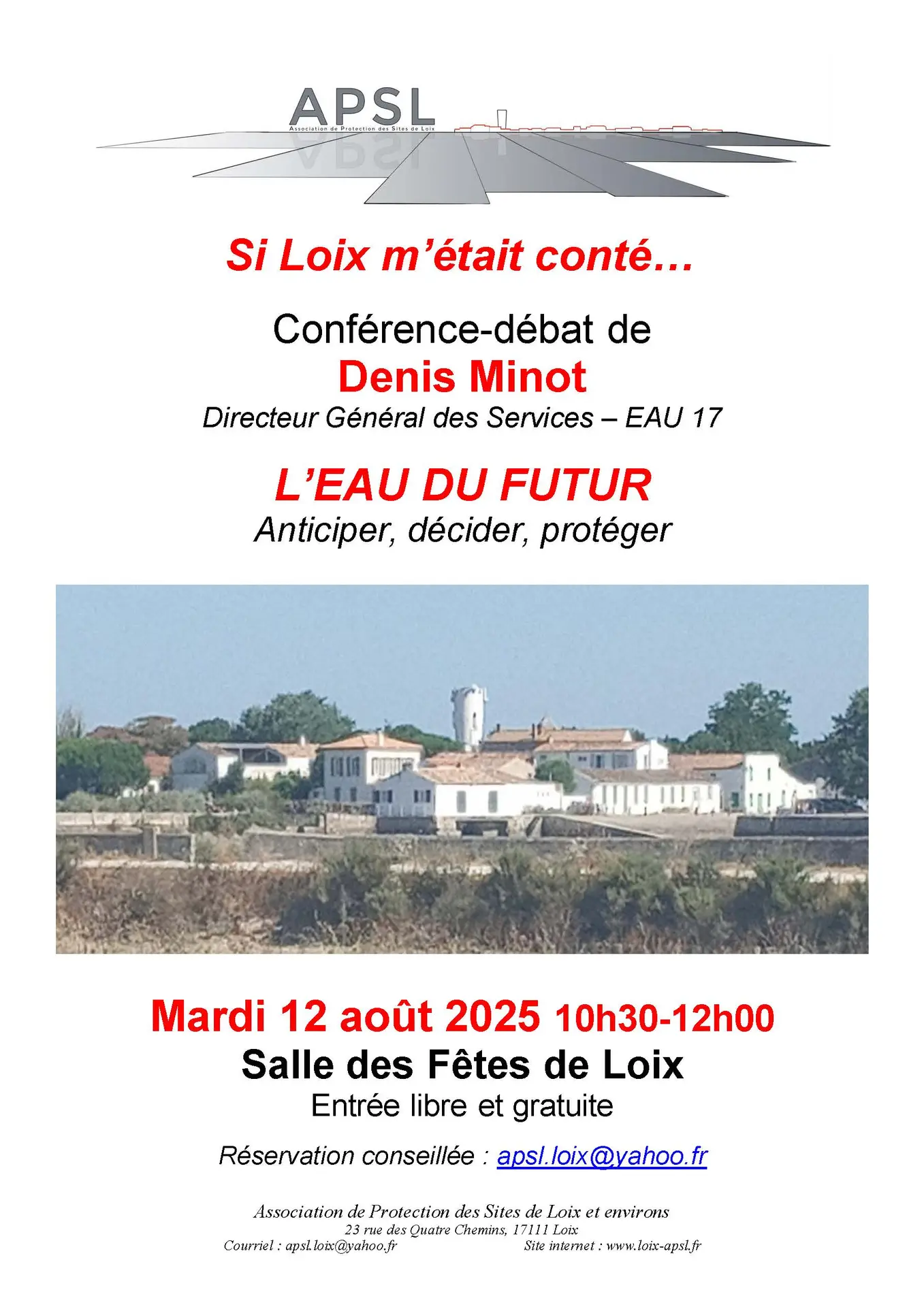 Conférence débat L'eau du Futur avec l'APSL_Loix