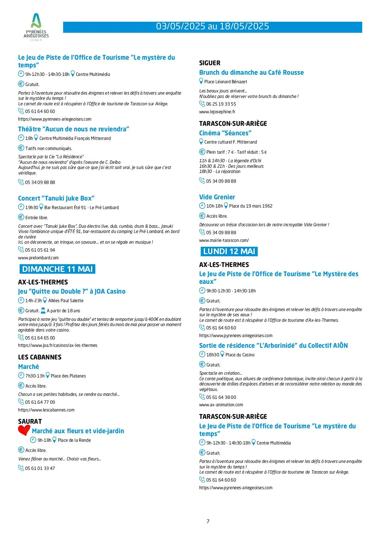 Programme du 03 au 18.05.2025