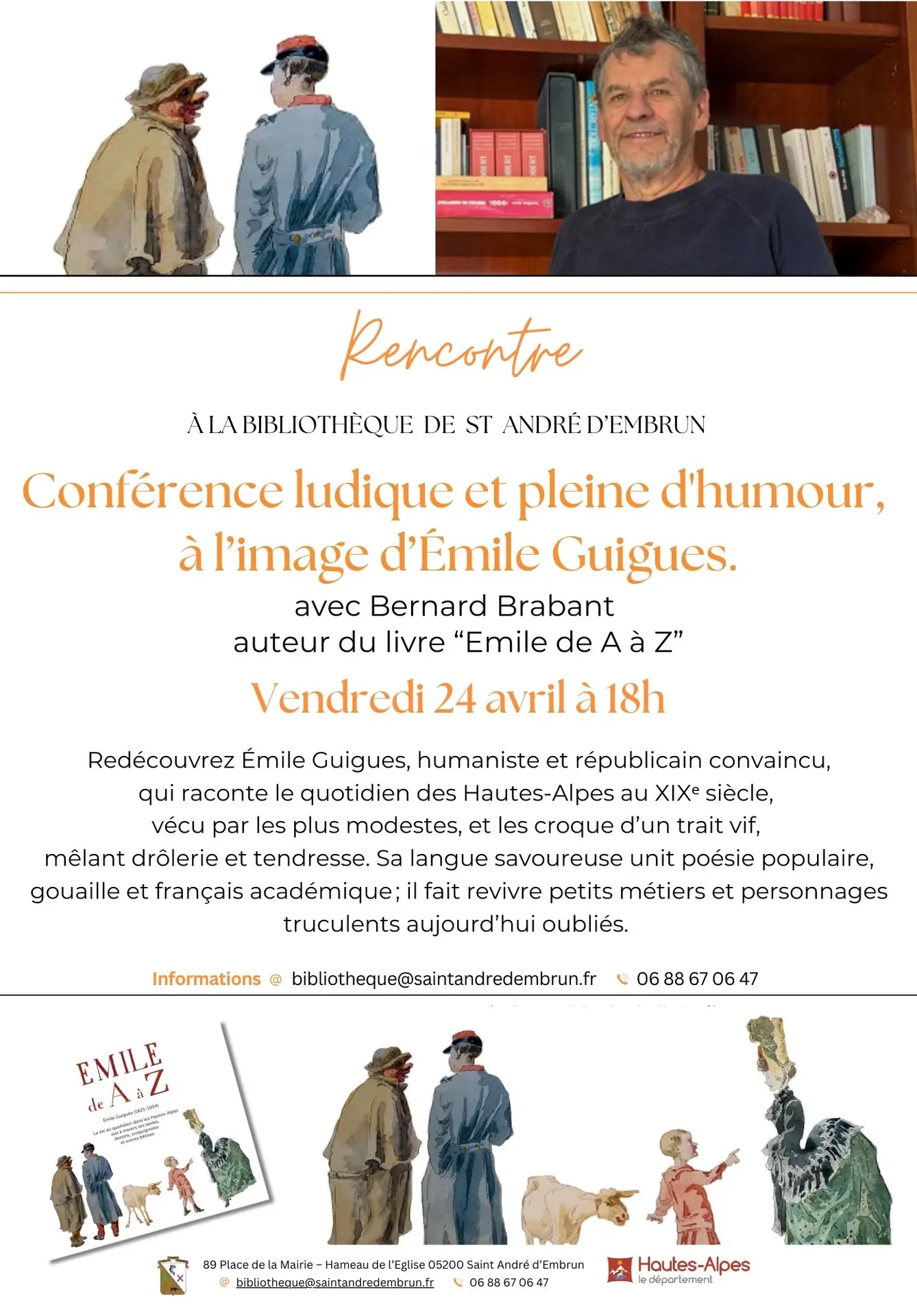 Conférence ludique et pleine d'humour, à l’image d’Émile Guigues. - bibliothèque de St André d'Embrun