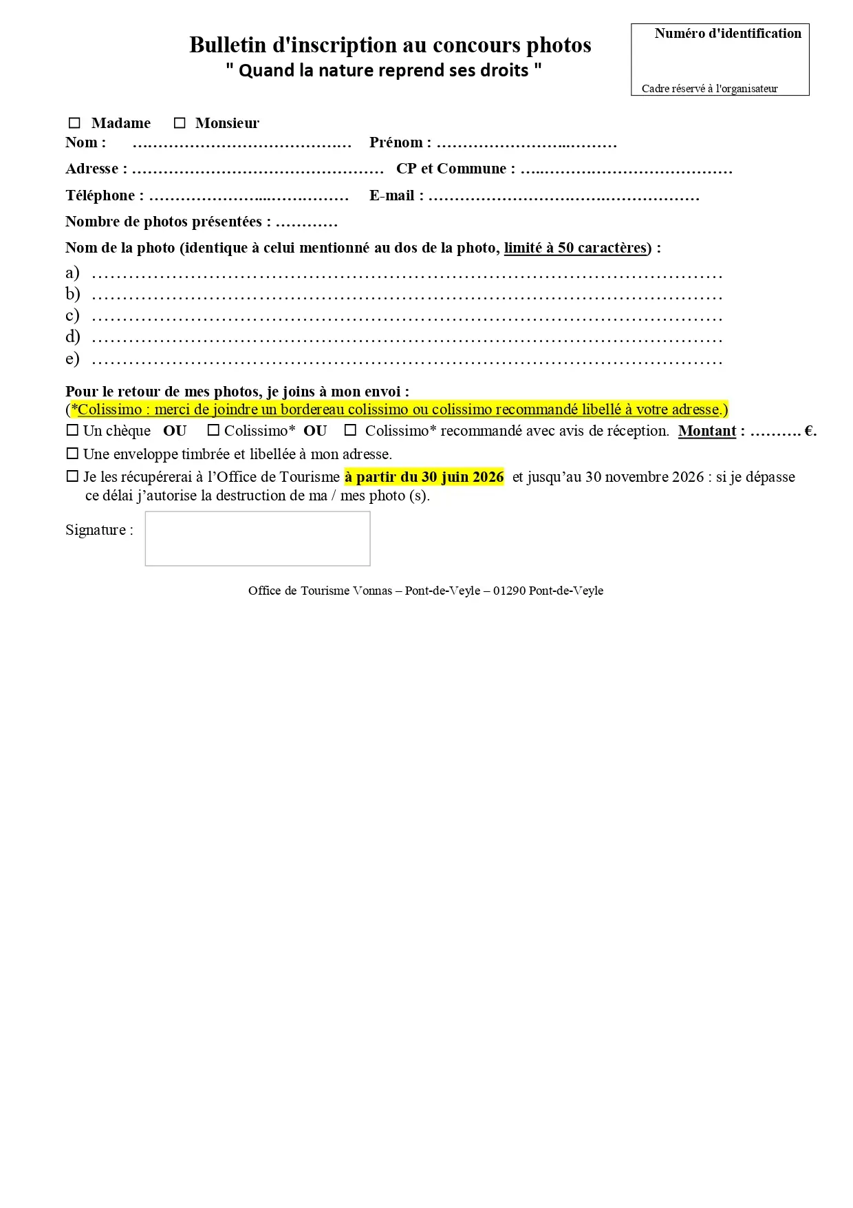 Bulletin d'inscription