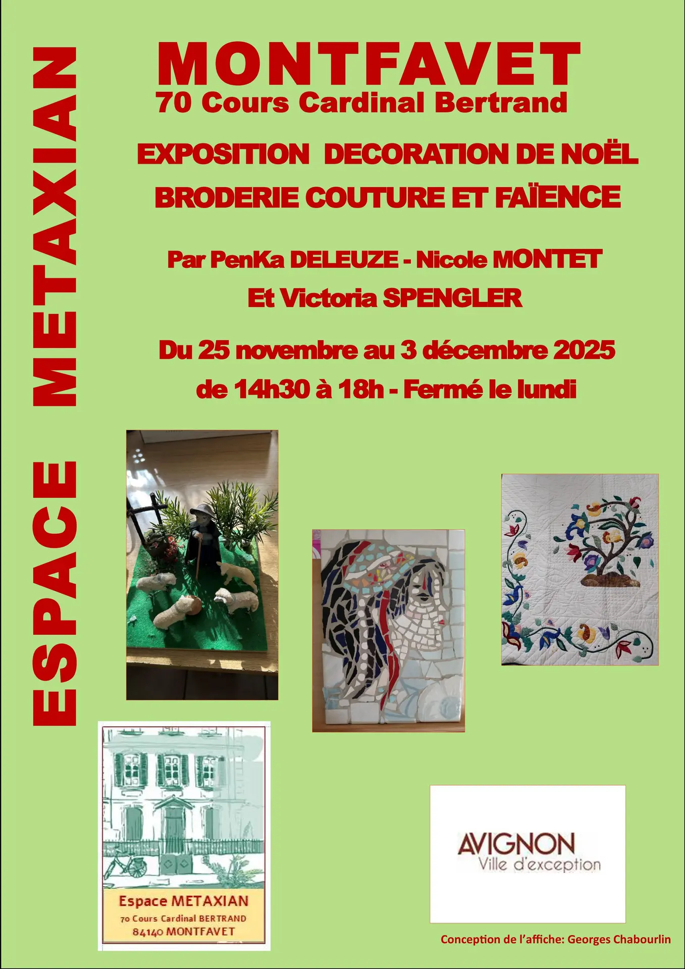 Exposition Décoration de Noël, Broderie Couture et Faïence_Montfavet
