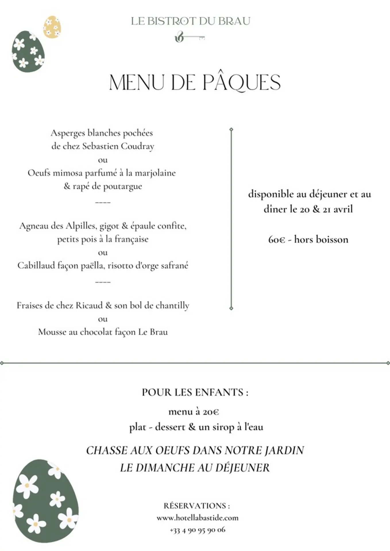 Brunch de Pâques et chasse aux oeufs au Bistrot du Brau_Eygalières_20.04.25