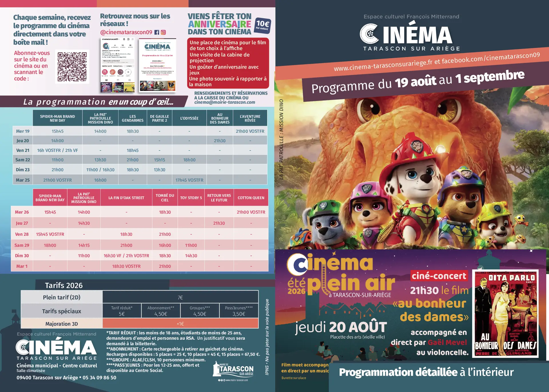 programme du 19 août au 1er septembre