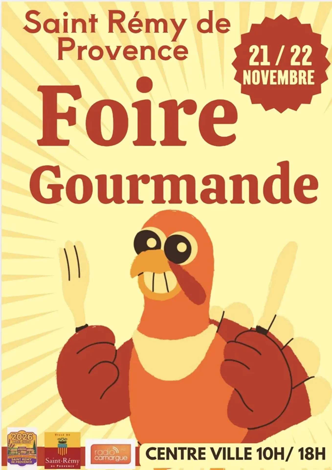 Affiche du weekend de la foire gourmande à Saint REmy de Provence