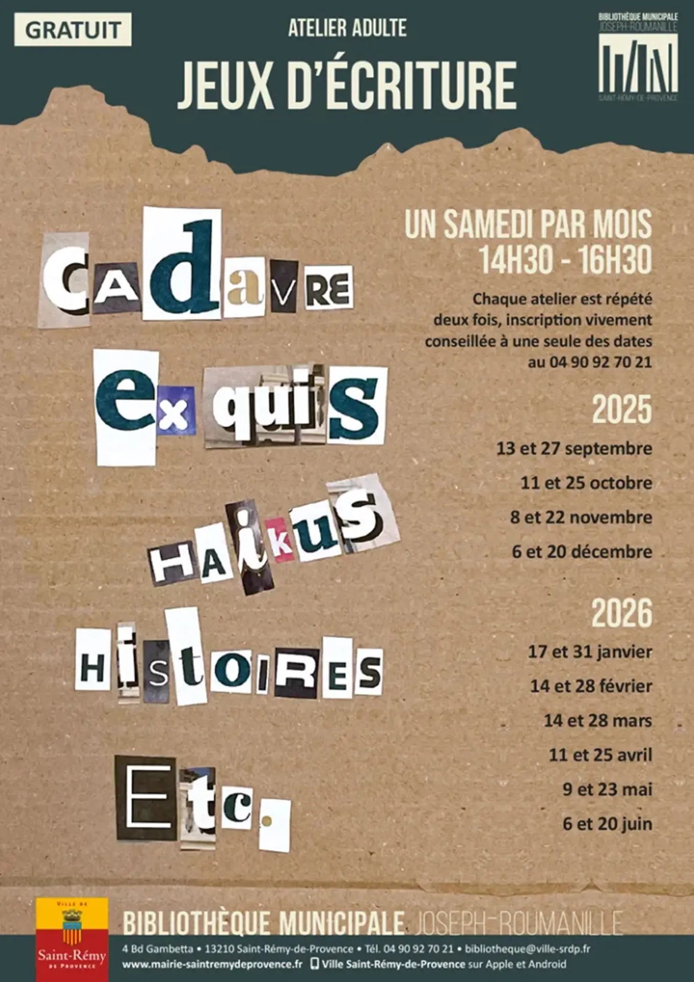 Atelier adulte : Jeux d'écriture_Saint-Rémy-de-Provence