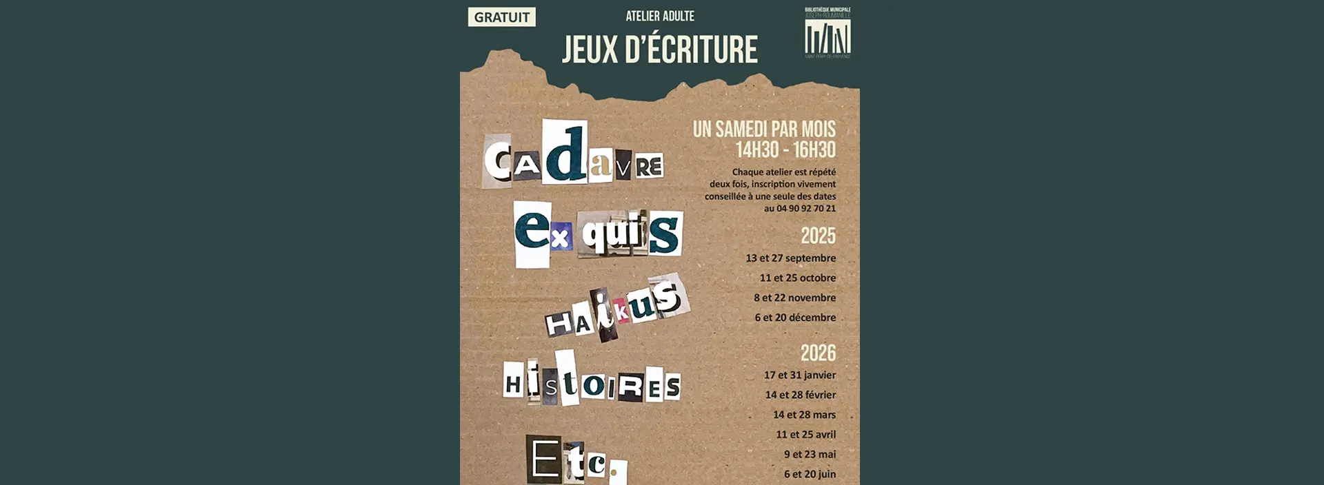 Atelier adulte : Jeux d'écriture_Saint-Rémy-de-Provence