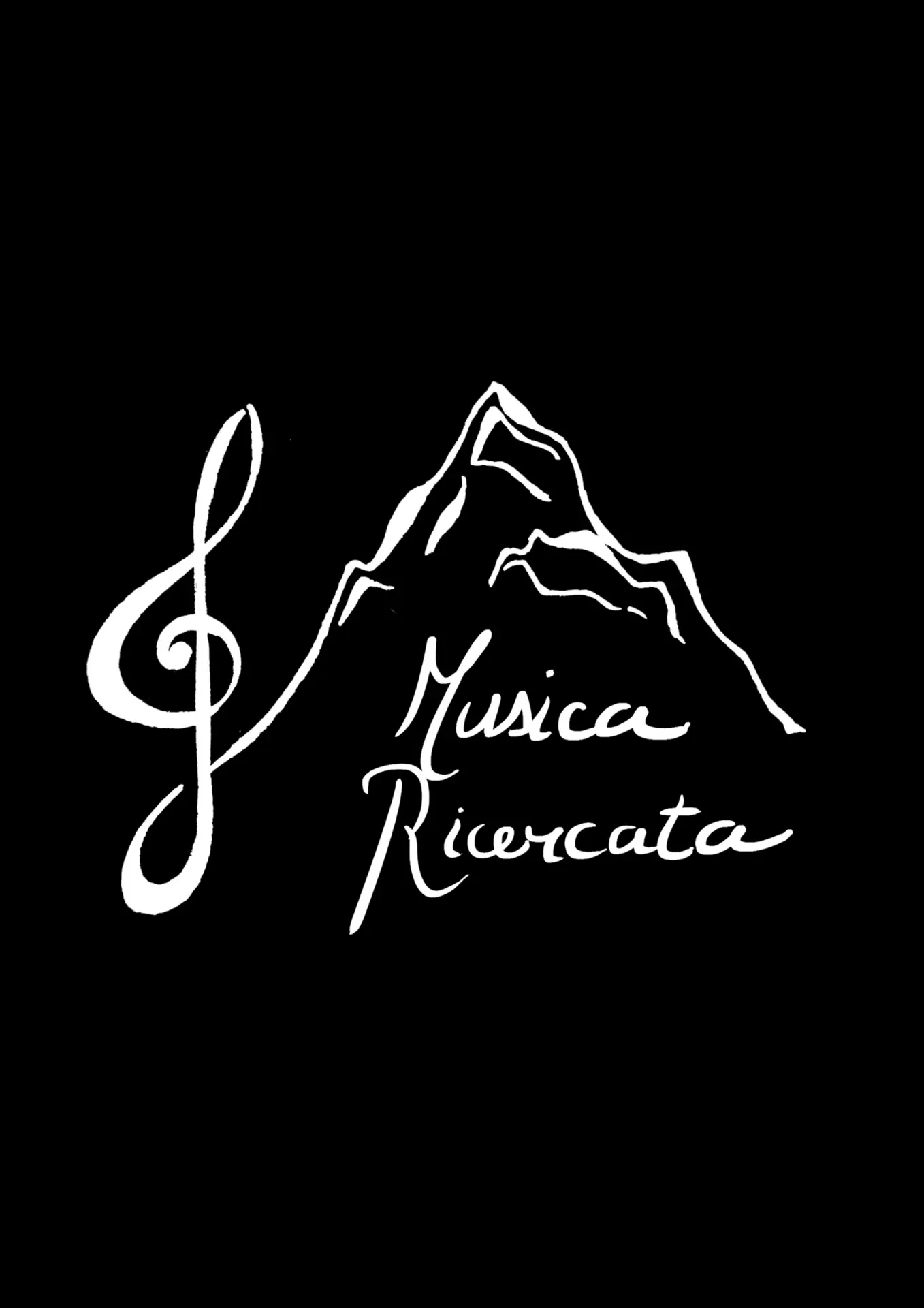 Logo Musica Ricercata, blanc fond noir