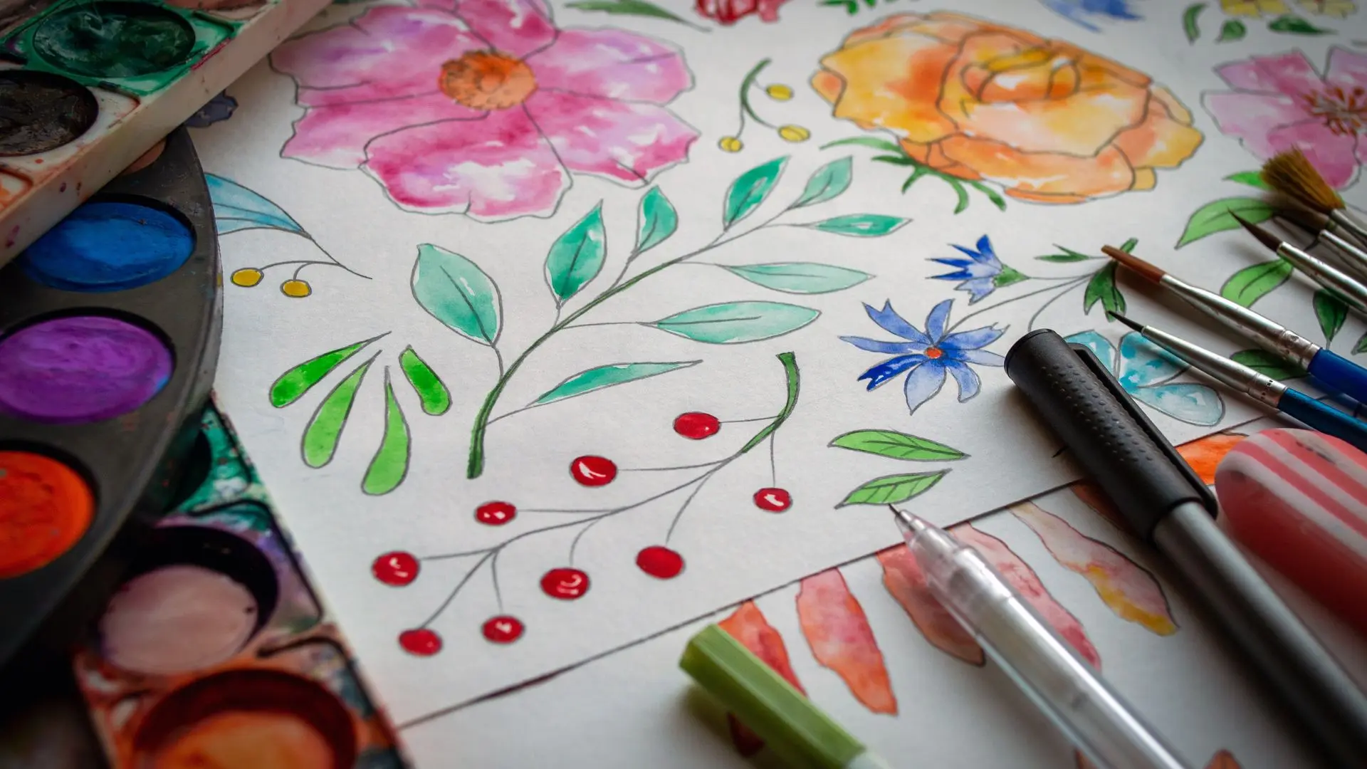 feutre et dessin aquarelle