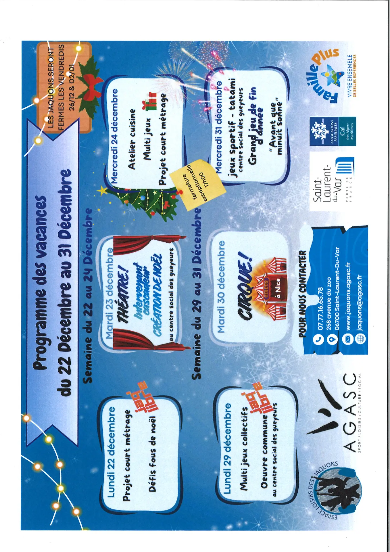 Programme vacances Noël