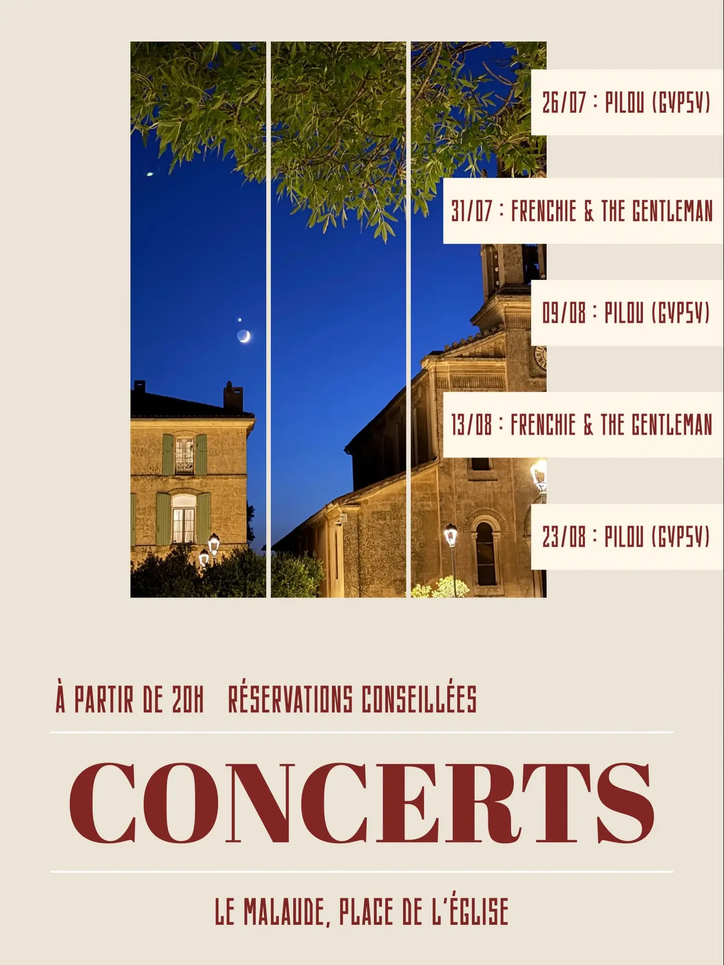 Affiche Concerts de l'été à Aureille 26.07 au 23.08.26