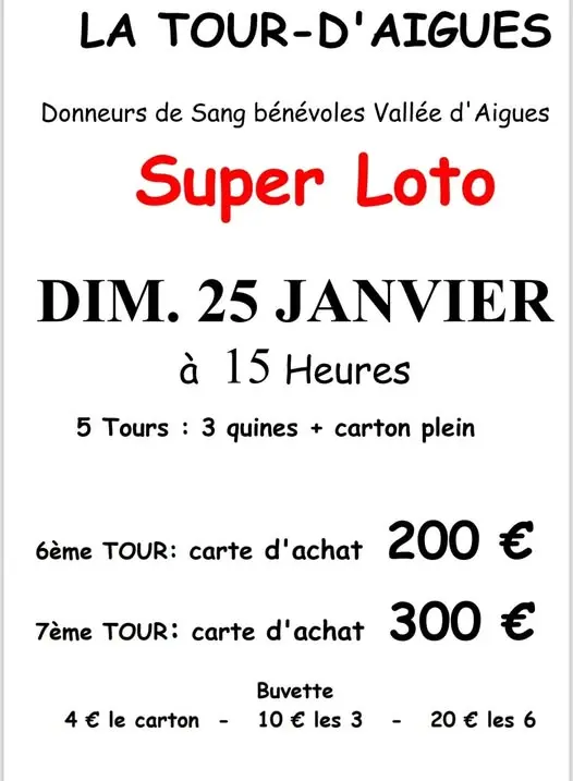 Loto des donneurs de sang bénévoles à La Tour d'Aigues_La Tour-d'Aigues