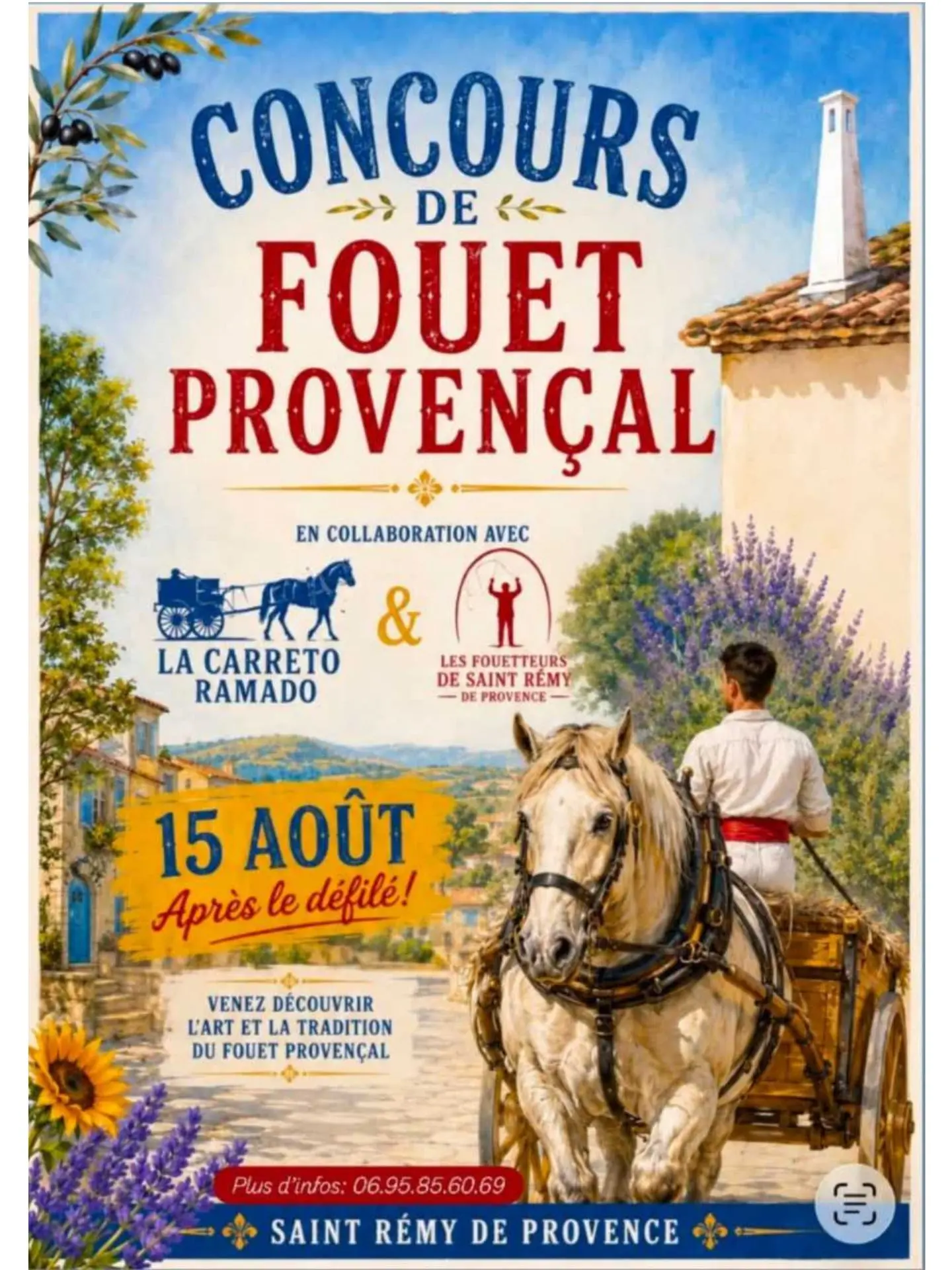 Affiche concours de fouet provençal
