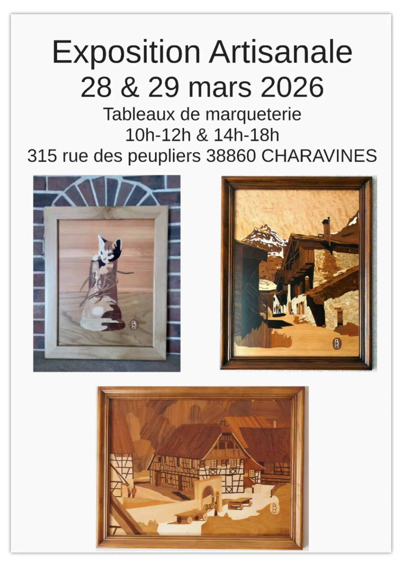 Photos de différents tableaux en marqueterie à venir voir