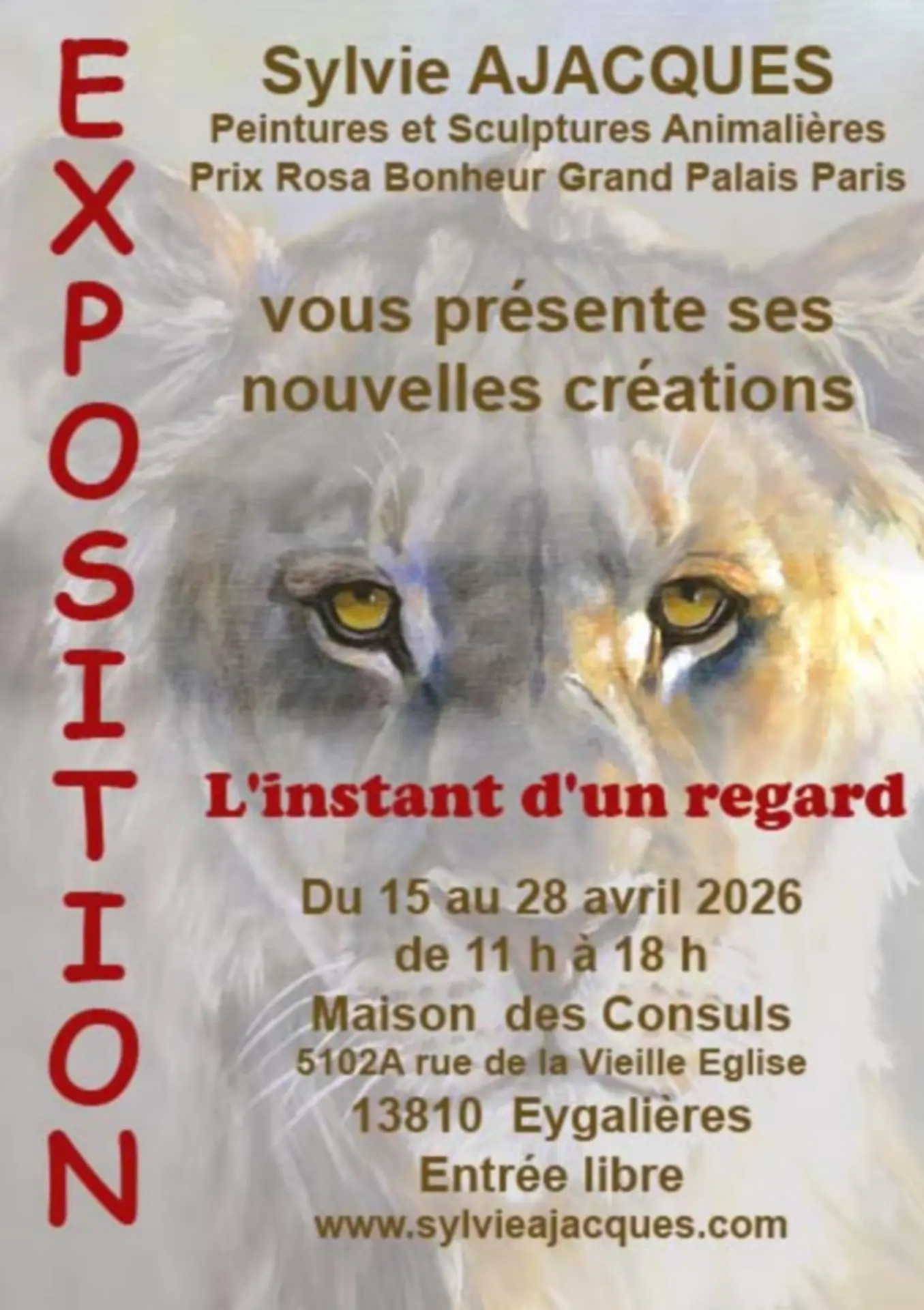 Plakat Ausstellung von Sylvie Ajacques: Der Augenblick eines Blicks in Eygalières 15.04 bis 28.04.26