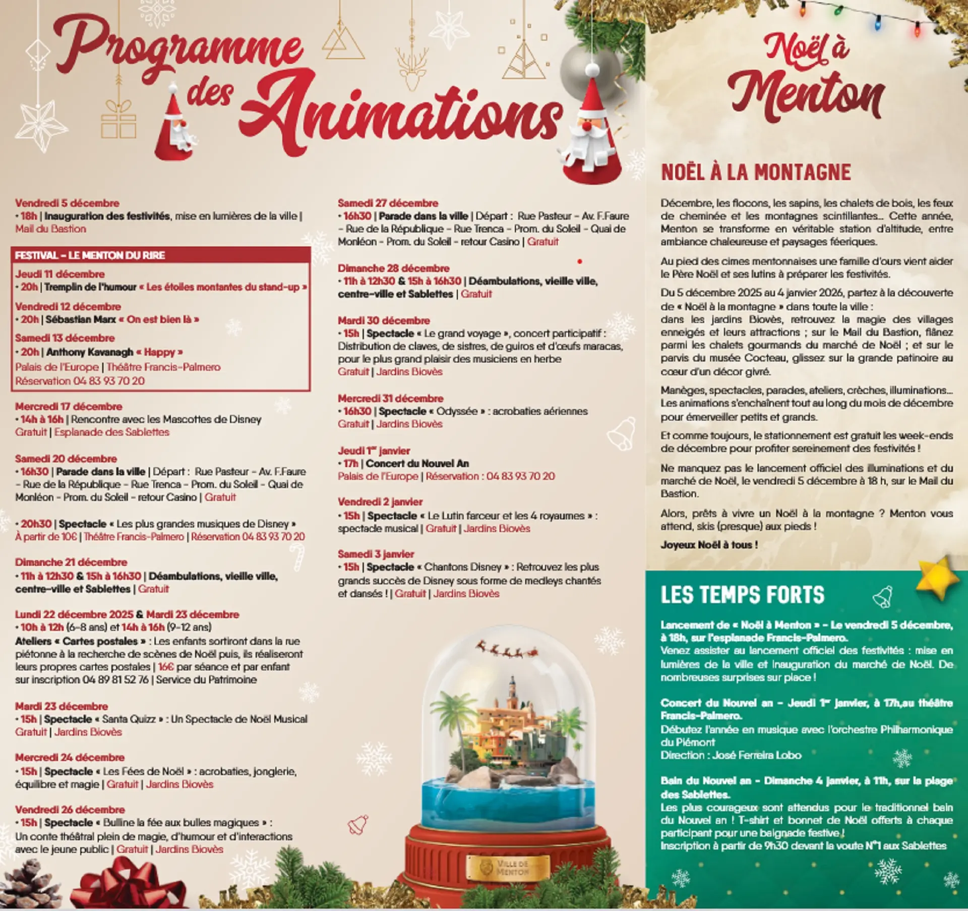 Programme des animations de Noël