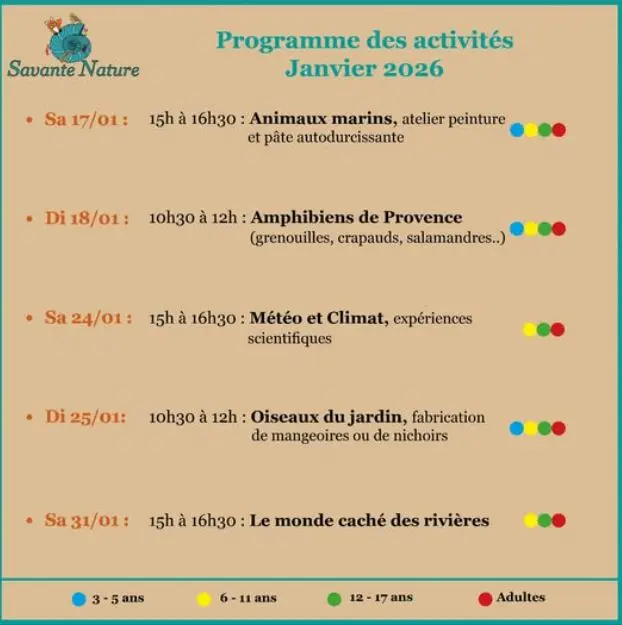 Savante Nature : Programme du mois de janvier 2026 !_Villelaure