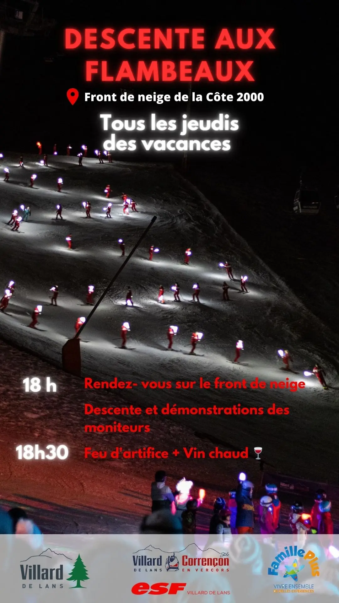 Descente aux flambeaux vacances de Noël