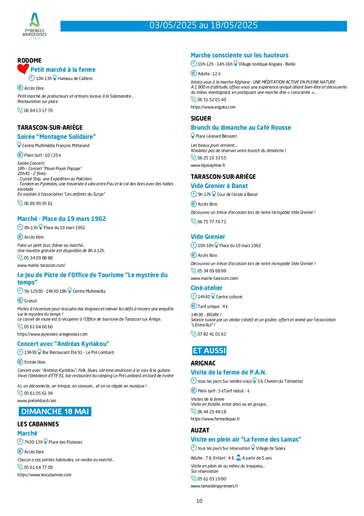 Programme du 03 au 18.05.2025