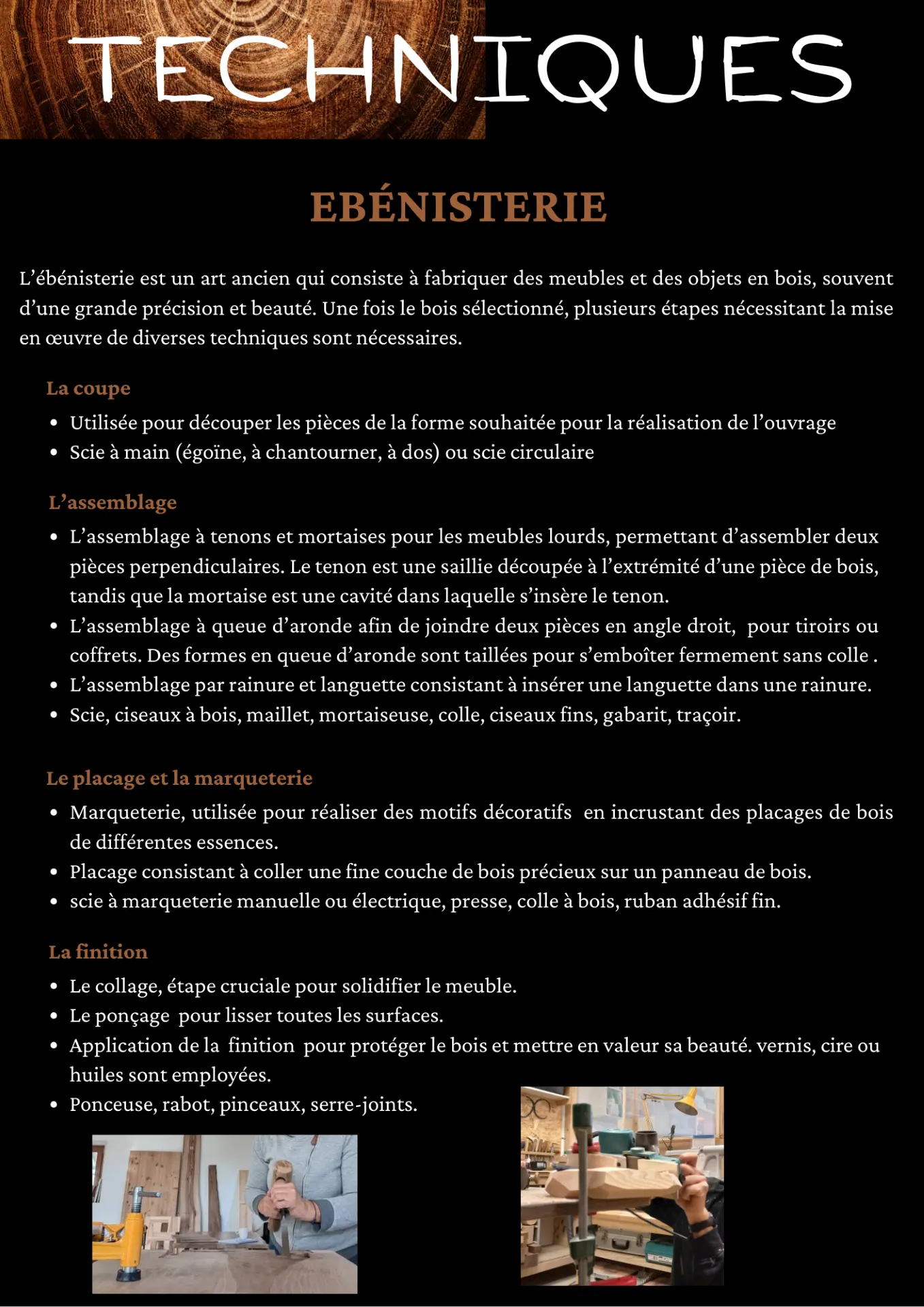 Techniques en ébénisterie