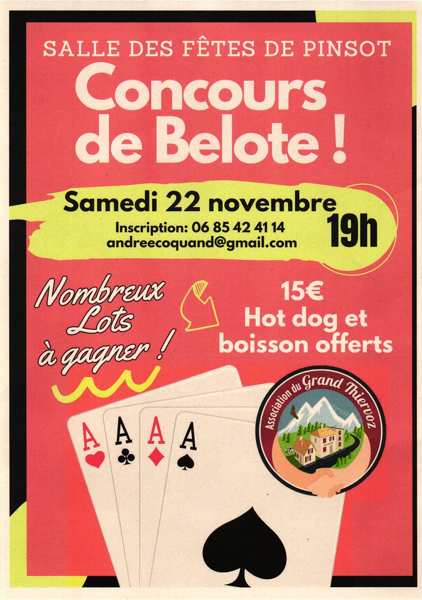 Venez participer au concours de belote.