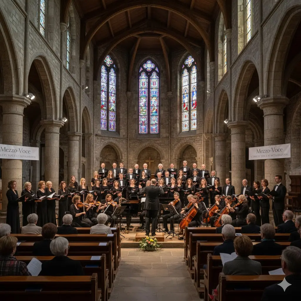 Image montrant l'ensemble vocal en concert dans une église