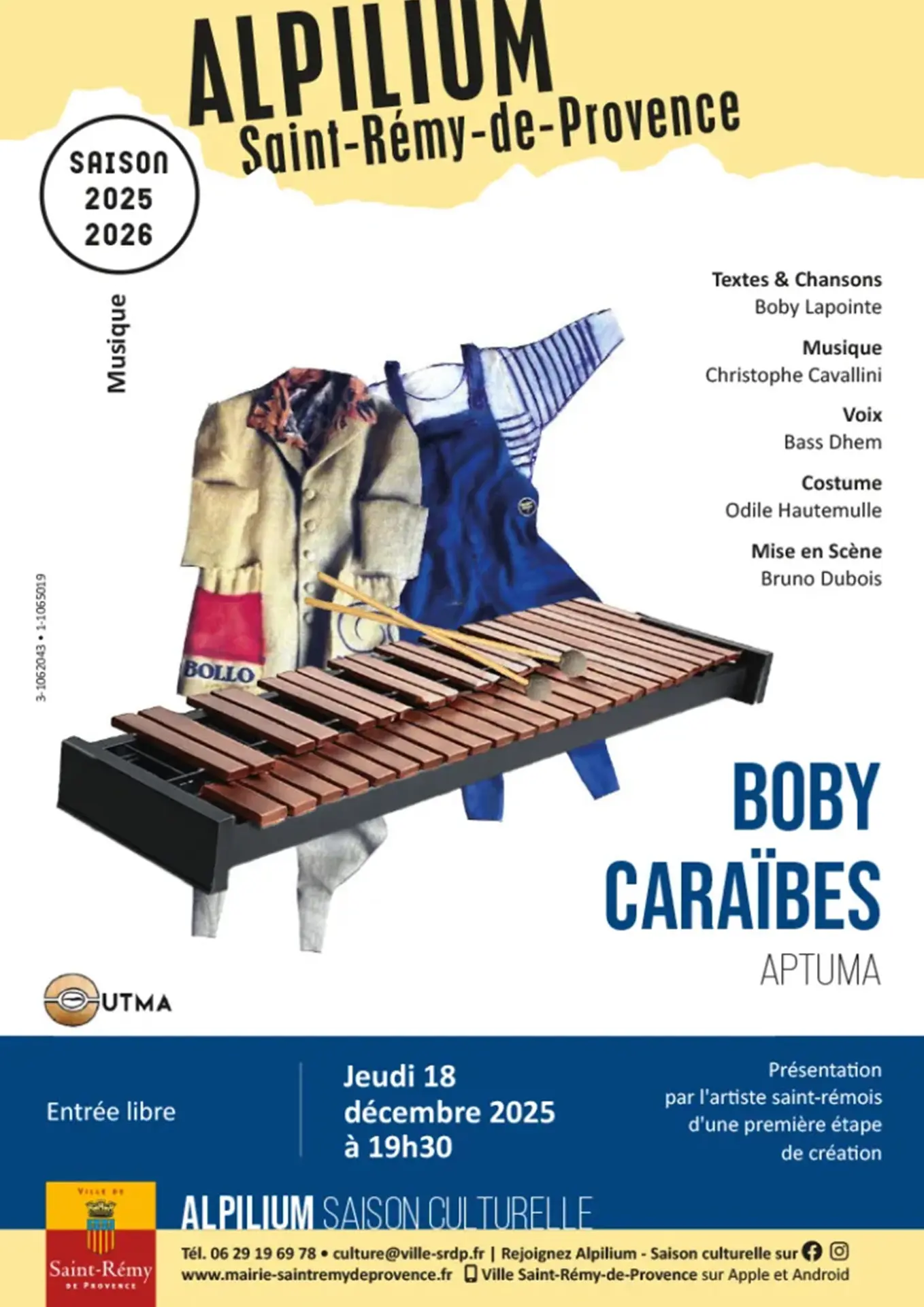 Affiche spectacle Boby Caraibes a Alpilium