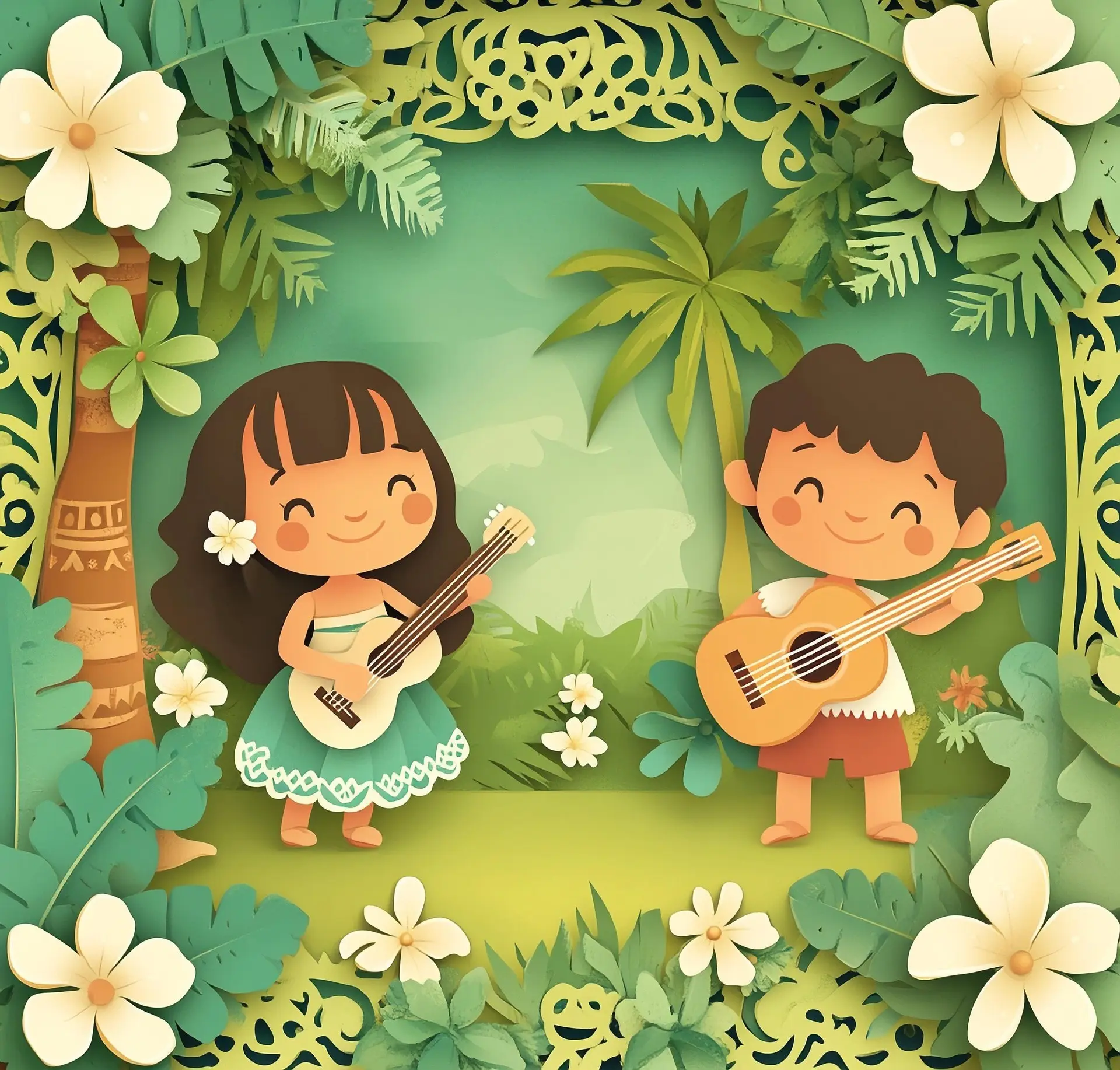 Illustration von Musikern, die Gitarre spielen