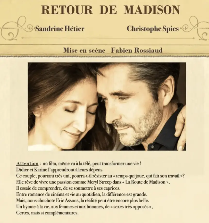 Affiche théâtre retour de madison