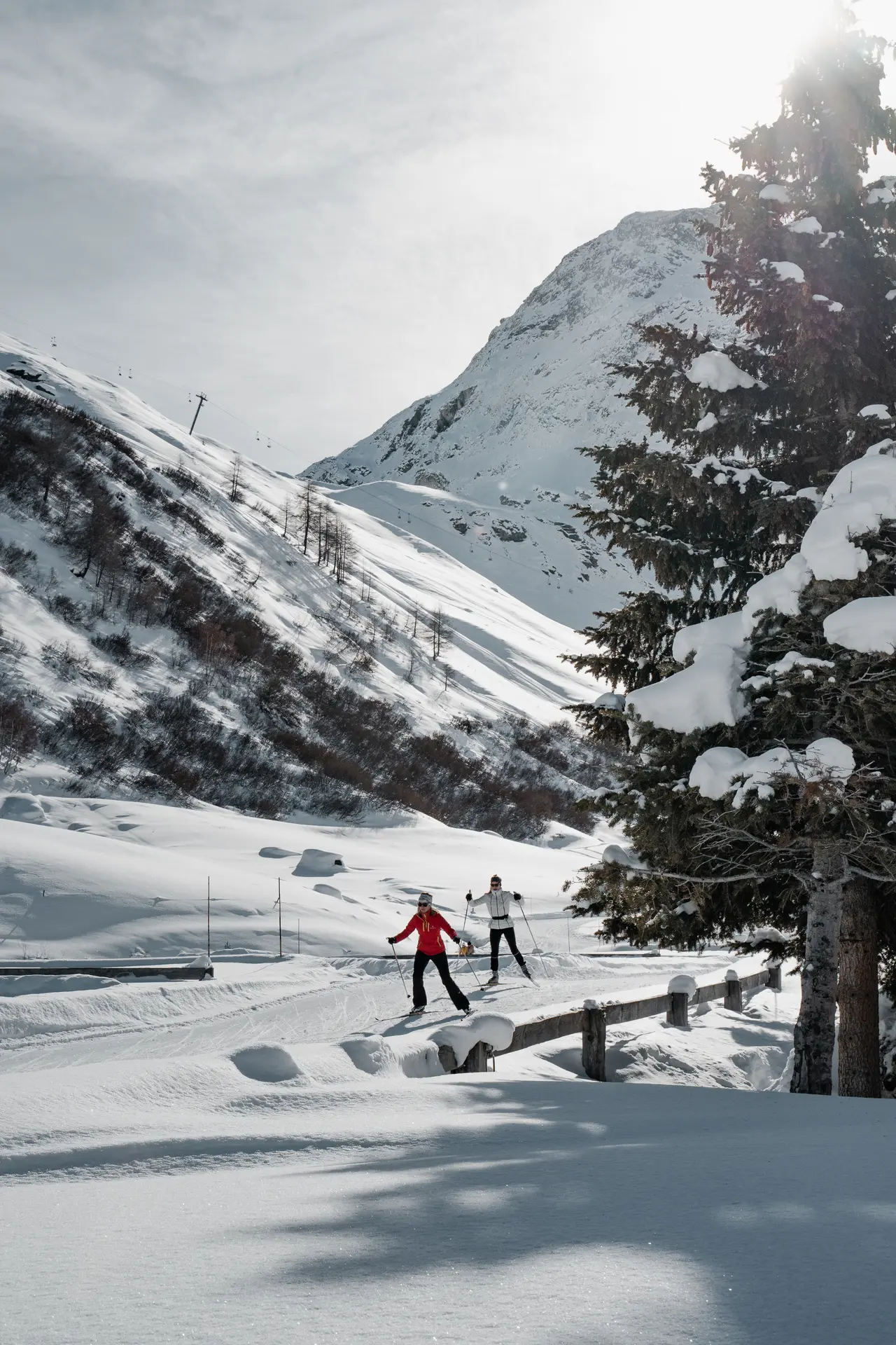Cession ski de fond entre amies dans la Vallée du Manchet à Val d'Isère