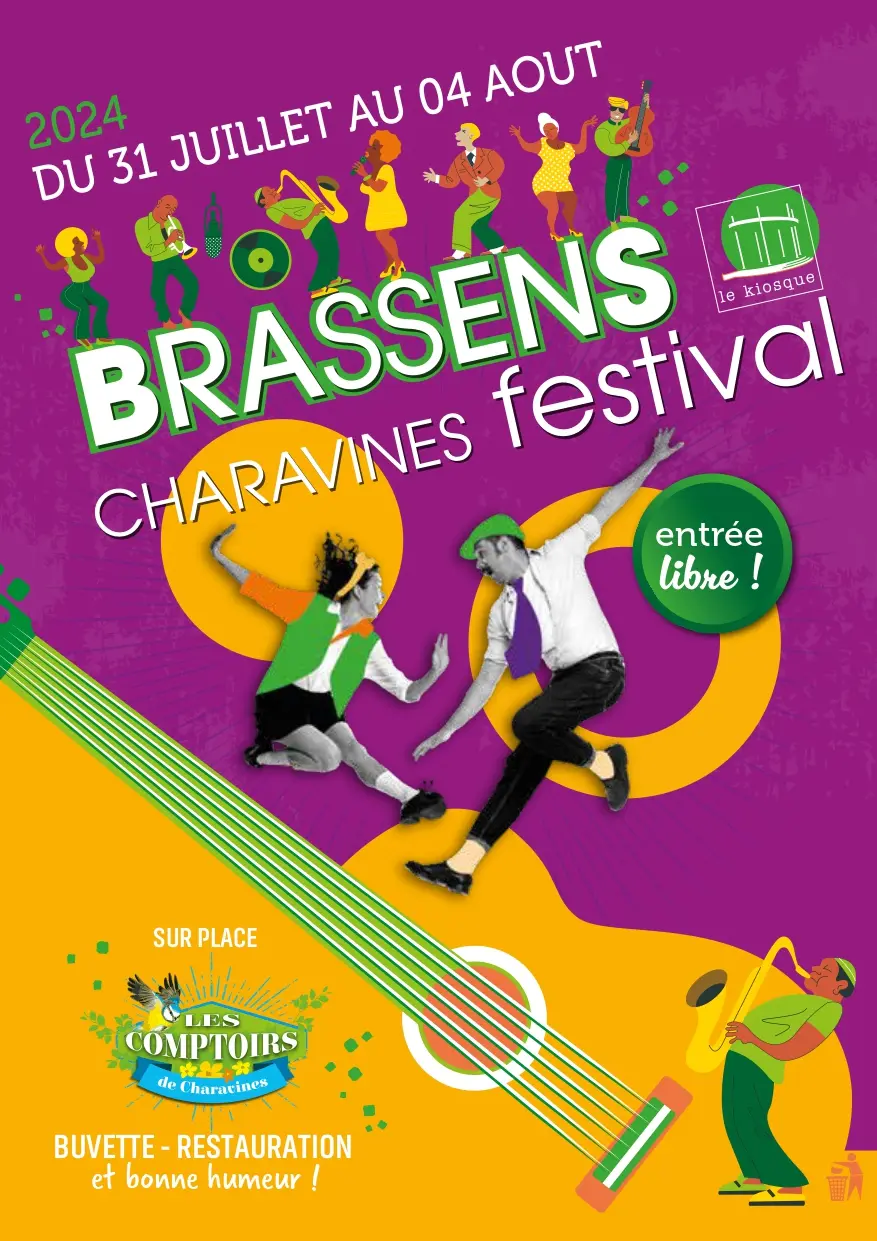 Affiche avec indication sur le lieu l'heure du festival