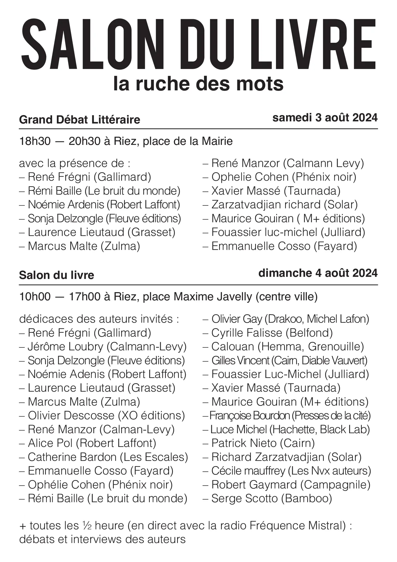 Salon du livre programme
