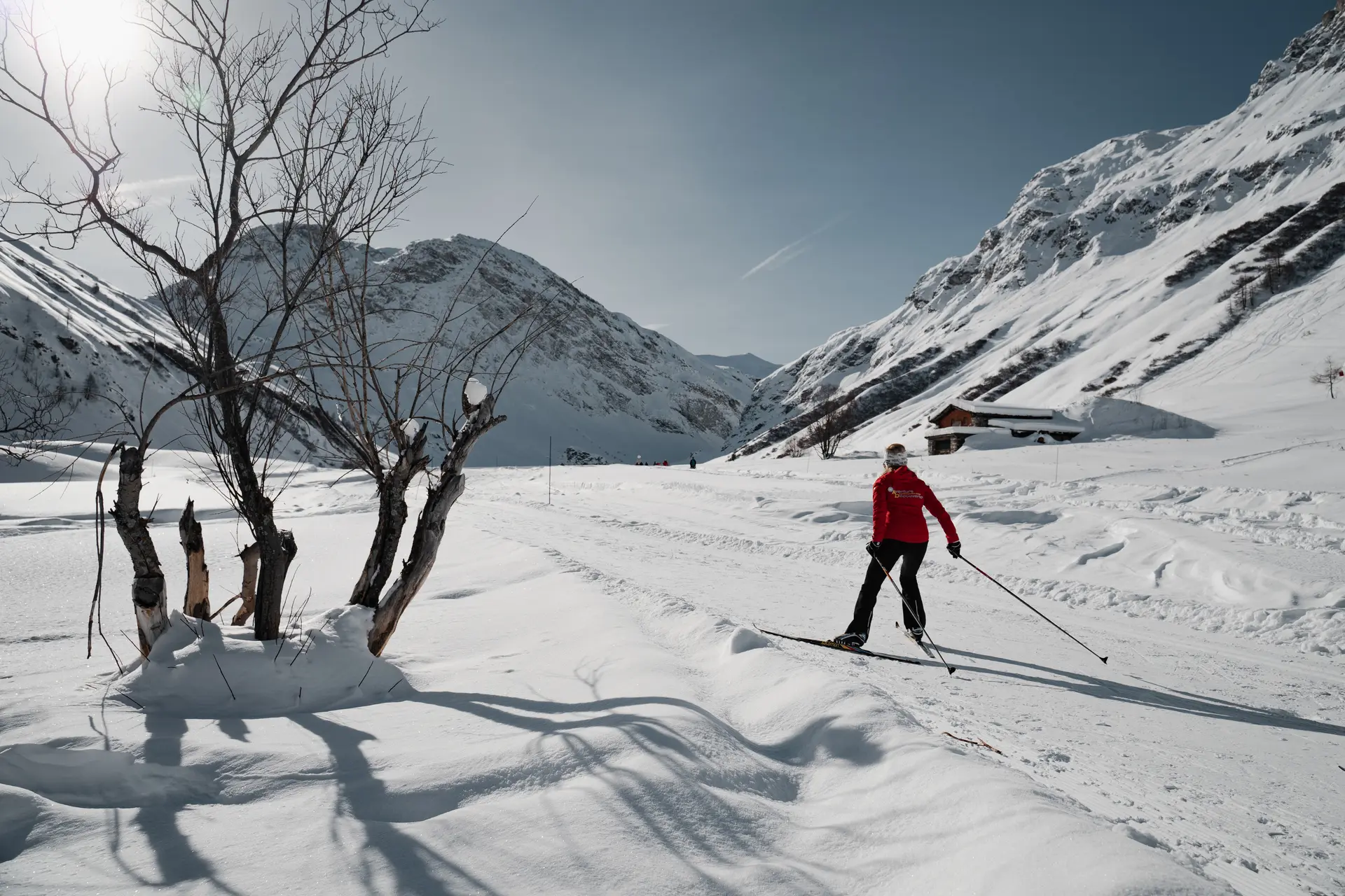 Cession ski de fond entre amies dans la Vallée du Manchet à Val d'Isère