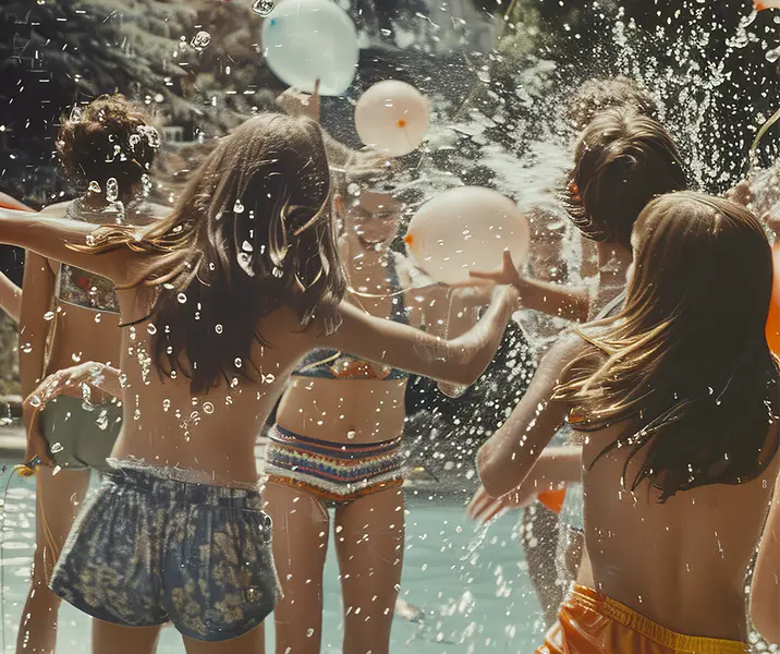 Enfants jouant dans la mousse