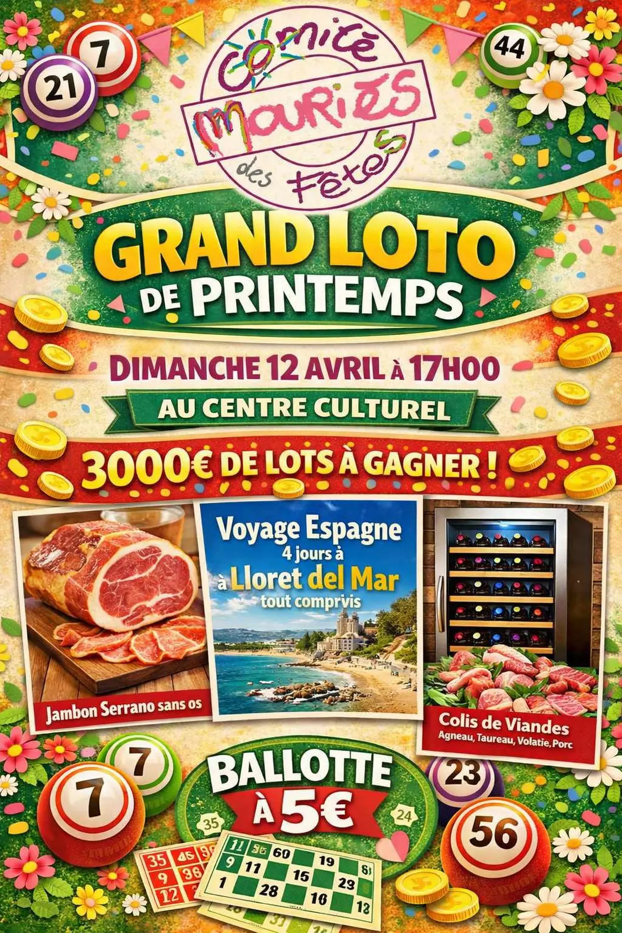 Affiche Grand loto de printemps à Mouriès 12.04.26
