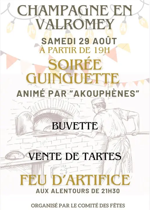 Soirée guinguette, vente de tartes et feu d'artifice_Champagne-en-Valromey