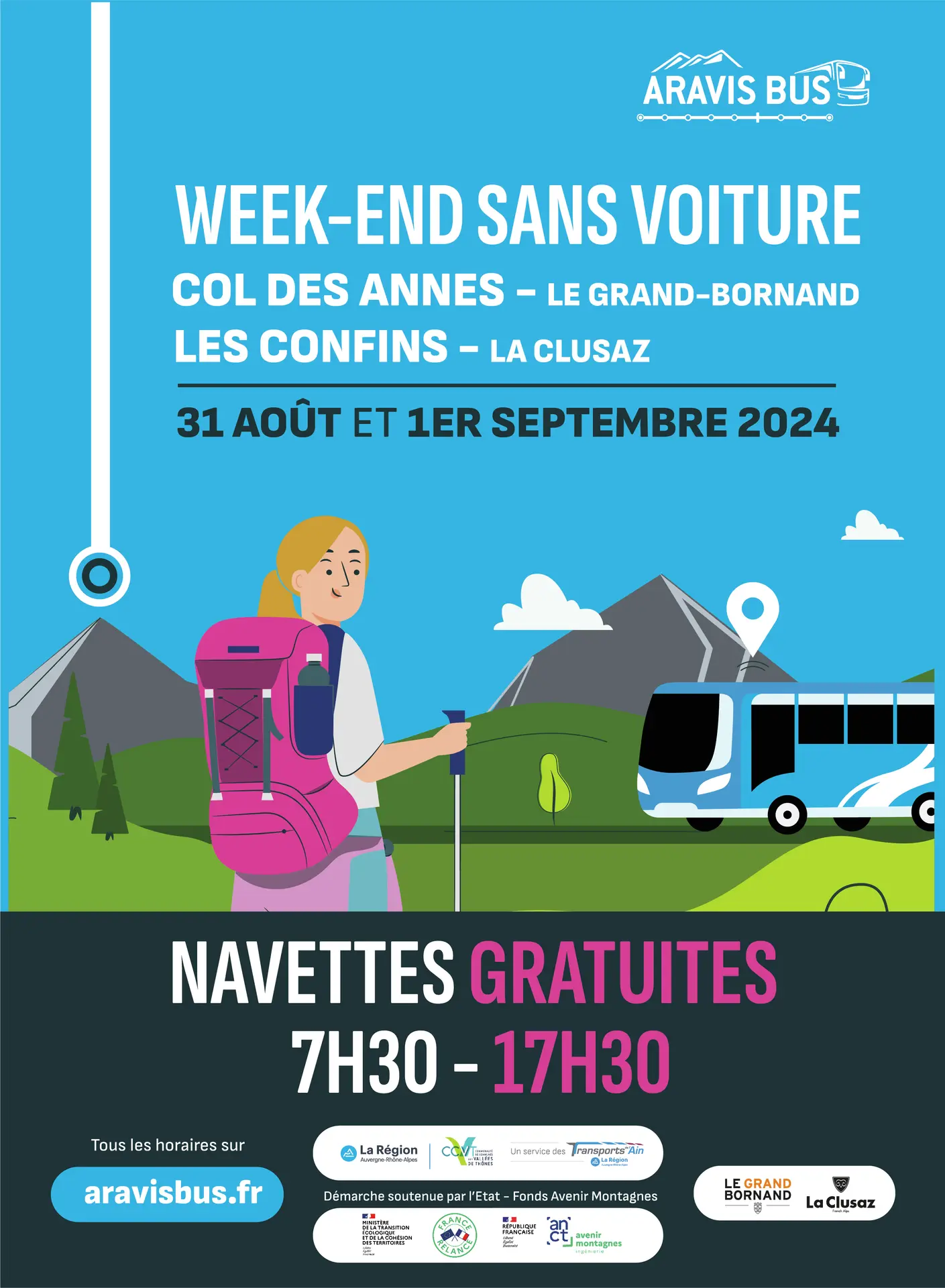 Affiche week-end sans voiture col des Annes et vallée de la Duche