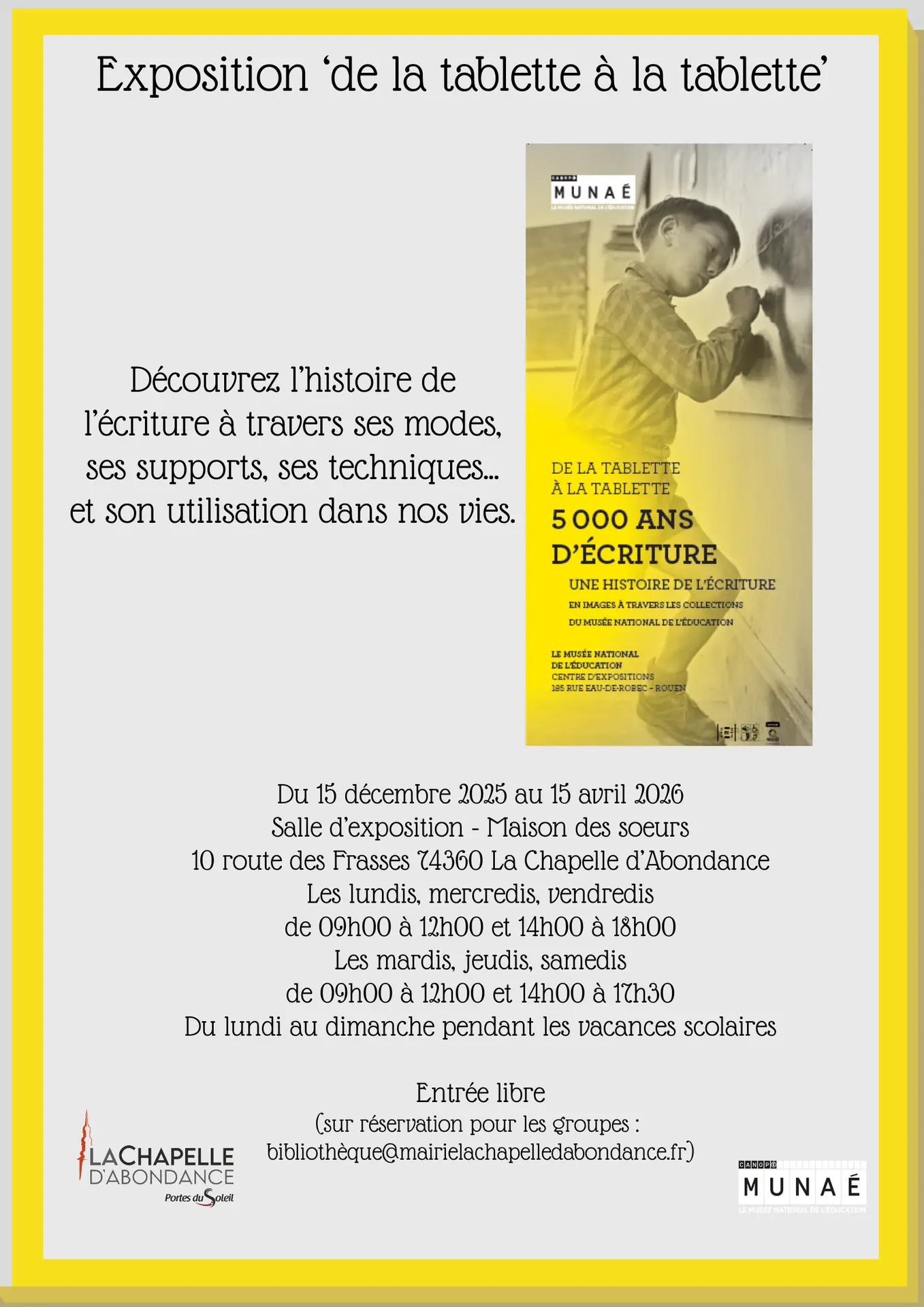 Exposition De la tablette à la tablette