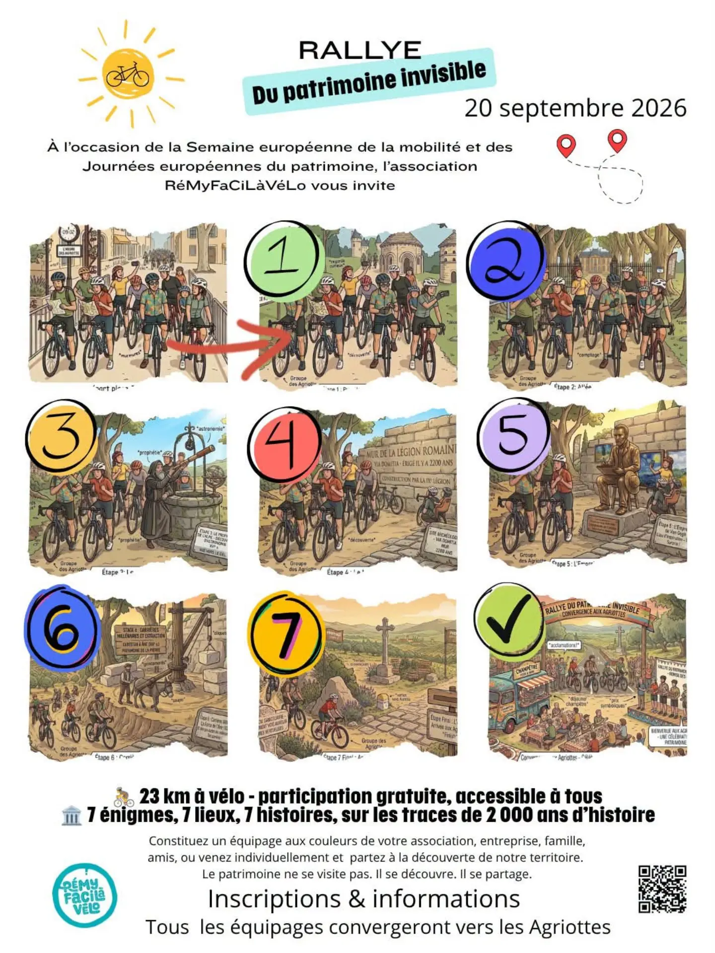Affiche du Rallye-Découverte du Patrimoine Invisible RémyFaCiLàVélo_Saint-Rémy-de-Provence