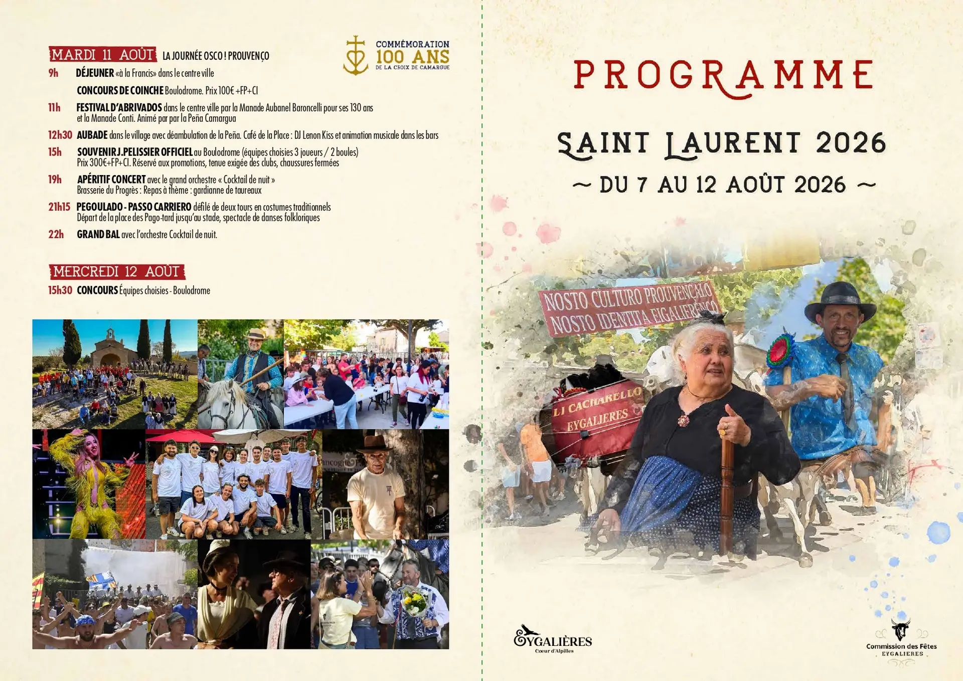 Plakat Programm Saint-Laurent Votivfest 2026 in Eygalières 07.08 bis 12.08.26