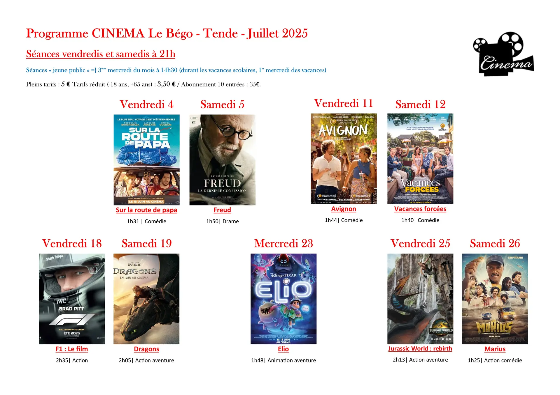 Programme Juillet 2025