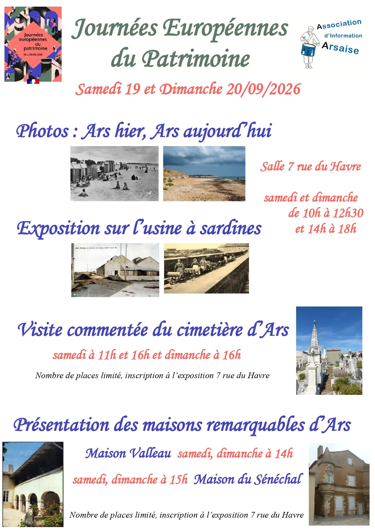 Cartel de las actividades organizadas con motivo de las Jornadas Europeas del Patrimonio de la AIA