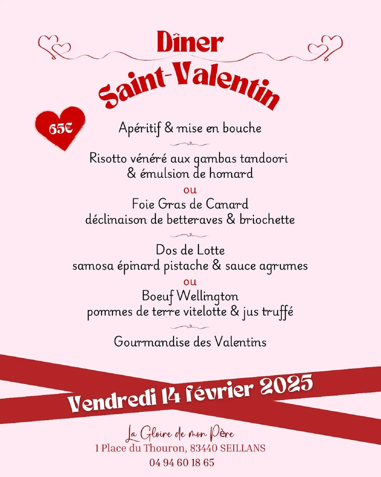 Menu Saint Valentin