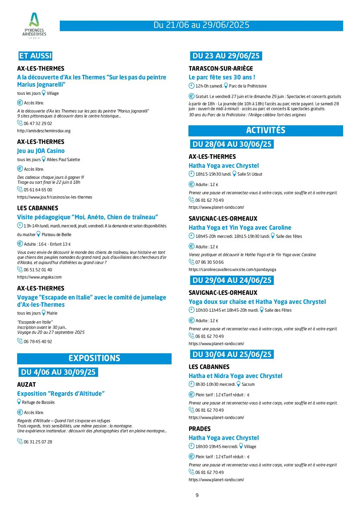 Animations du 21 au 29 juin
