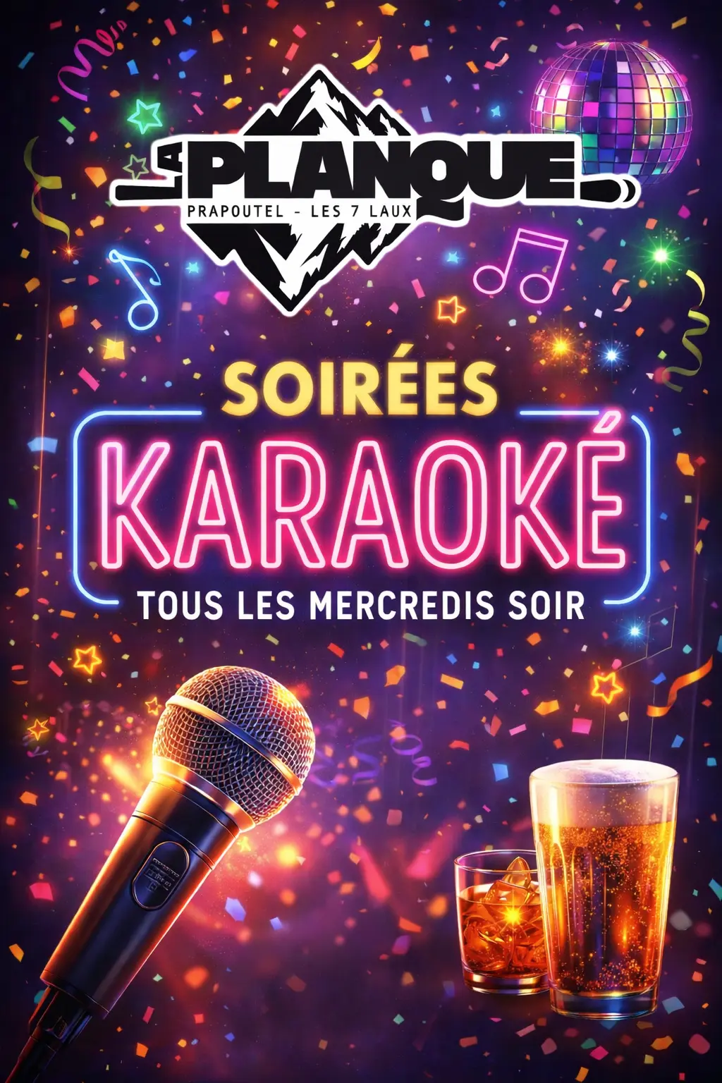 Affiche des soirées karaoké à La Planque