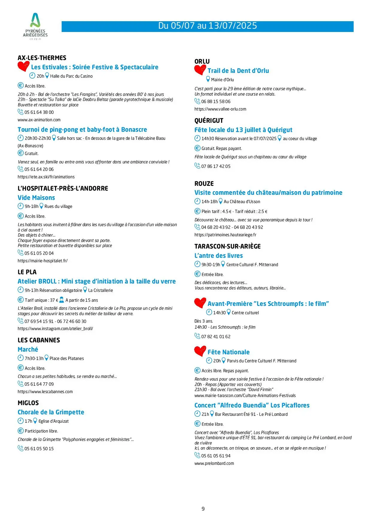 Du 05 au 13.07.Programme Animations & Activités