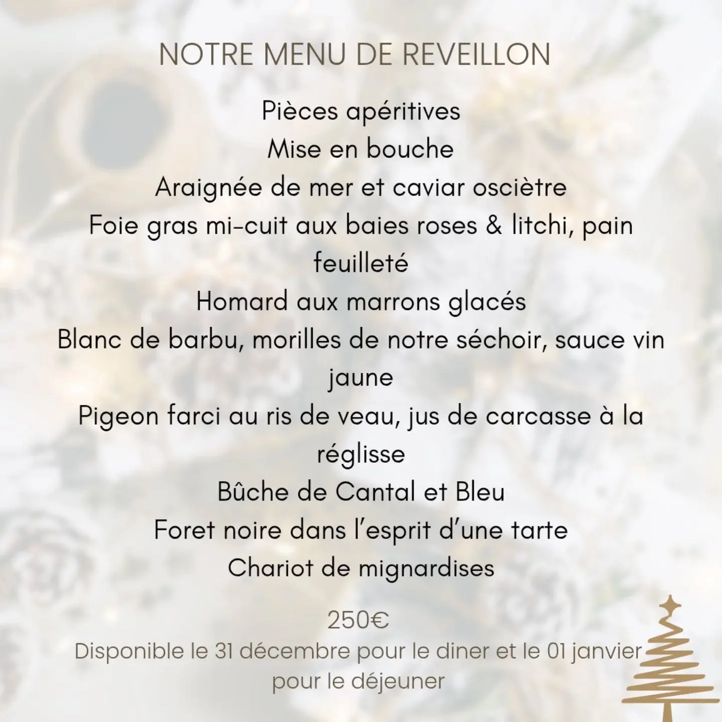 Menu du Réveillon 2026