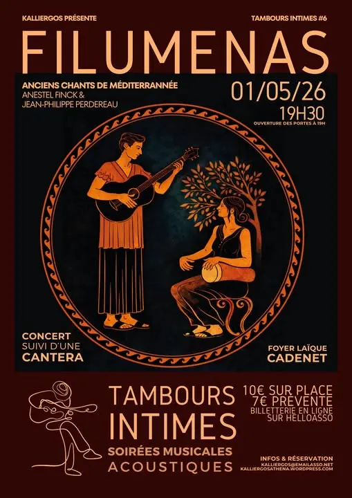 SOIRÉE MUSICALE TAMBOURS INTIMES :  Filumenas avec Jean-Philippe Perdereau & Anestel Finck à Cadenet_Cadenet