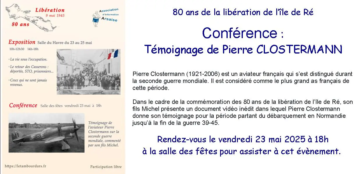 Conférence « Témoignage de l'aviateur Pierre Clostermann sur la Seconde Guerre mondiale »